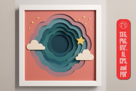 3D Baby Birthday Shadow Box SVG