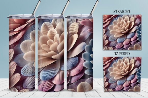 3D Flower Tumbler Design Wrap