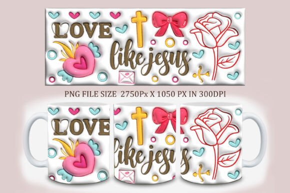 3D Inflated Mug Design: Love Like Jesus