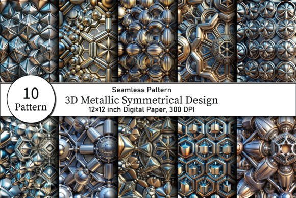 3D Metallic Symmetrical Design: Elevating Digital Art with High-Resolution Textures