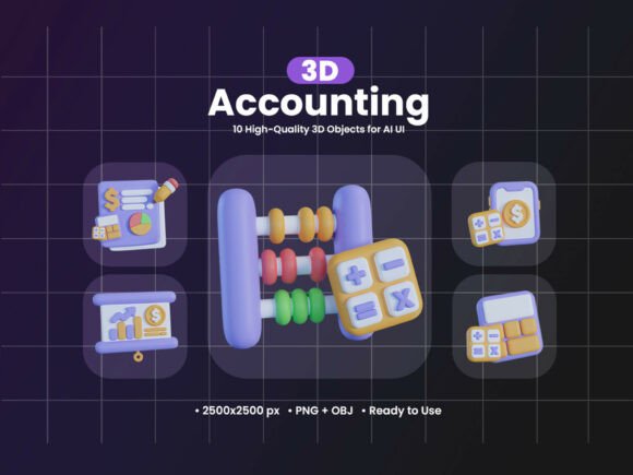 Accounting 3D Icon Set Design Guide