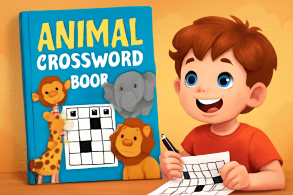 Animal-Themed Crossword Book: 50 Easy Puzzles