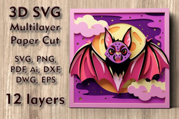 Bat 3D SVG Multilayer Papercut Files
