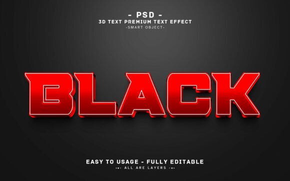 Bold Red BLACK 3D Text Effect Design: Elevate Your Visual Branding with Ease