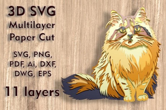 Cat 3D SVG Multilayer Paper Cut Files for Stunning Shadow Box Art