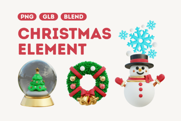 Christmas Snow Element: 3D Design Bundle