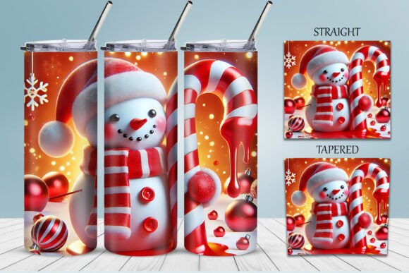 Cute Red 3D Snowman Tumbler Wrap