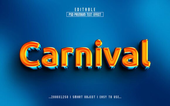 Editable Carnival 3D Text Effect Design