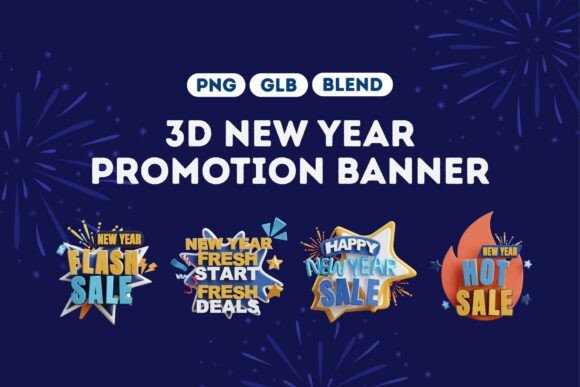 Elevating Holiday Marketing with the 3D New Year Sale Banner Pack 2