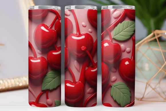 Fruit Print 3D Tumbler Wrap PNG Design