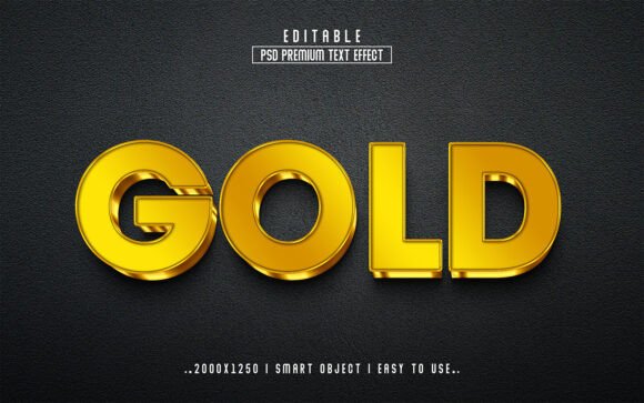 Gold 3D Text Effect for Graphics