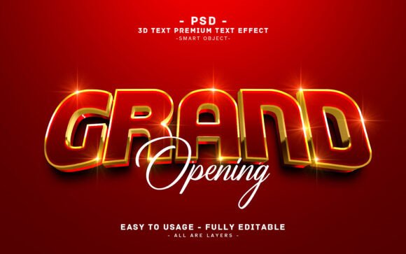 Grand Opening 3D Text Effect Design