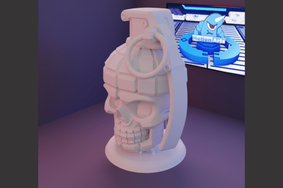 Skull Grenade: Bold 3D Art for Printers