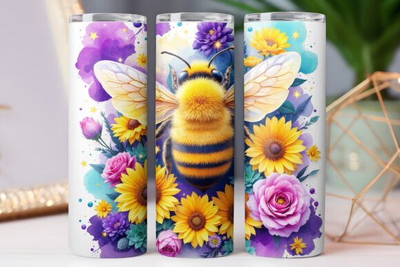 Strategic Branding with the Bee 3D Tumbler Wrap Design for 20oz Skinny Tumblers