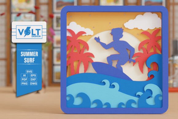 Unlocking Creativity with the Summer Surfing Beach 3D SVG Craft Design
